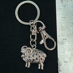 Silver Sheep Keychain